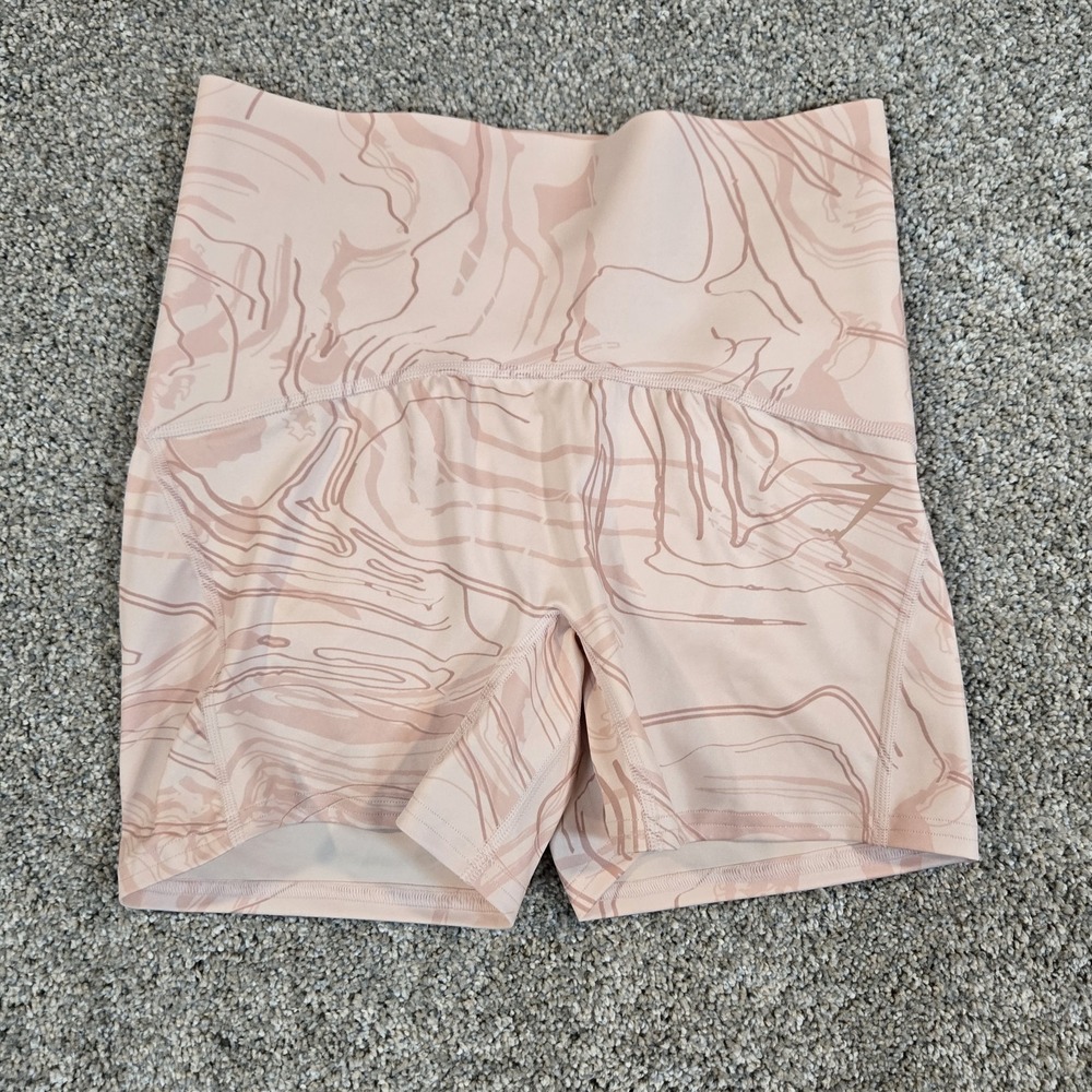 Gymshark Marble Print Crunch Butt Bike‎ Shorts Size M Pink